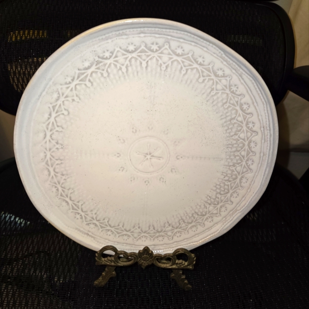Anthropologie Elegant OffWhite Ceramic Dinner Plate